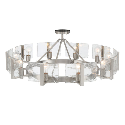 Aenon 10-light Semi-Flush Mount in Pewter with Hammered Water Glass - - Golden Lighting