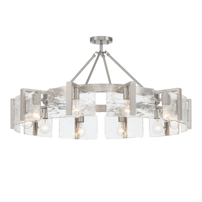 Aenon 10-light Semi-Flush Mount in Pewter with Hammered Water Glass - - Golden Lighting