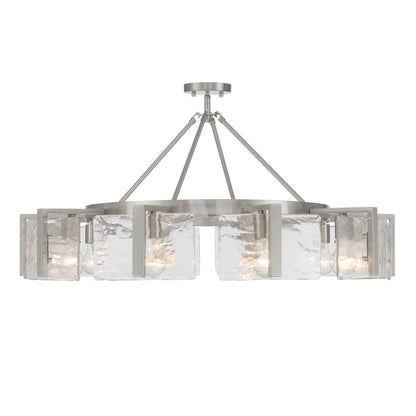 Aenon 10-light Semi-Flush Mount in Pewter with Hammered Water Glass - - Golden Lighting