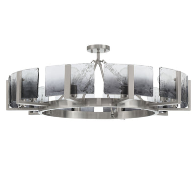 Aenon 10-light Semi-Flush Mount in Pewter with Smokey Water Glass - - Golden Lighting