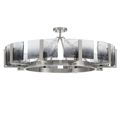 Aenon 10-light Semi-Flush Mount in Pewter with Smokey Water Glass - - Golden Lighting