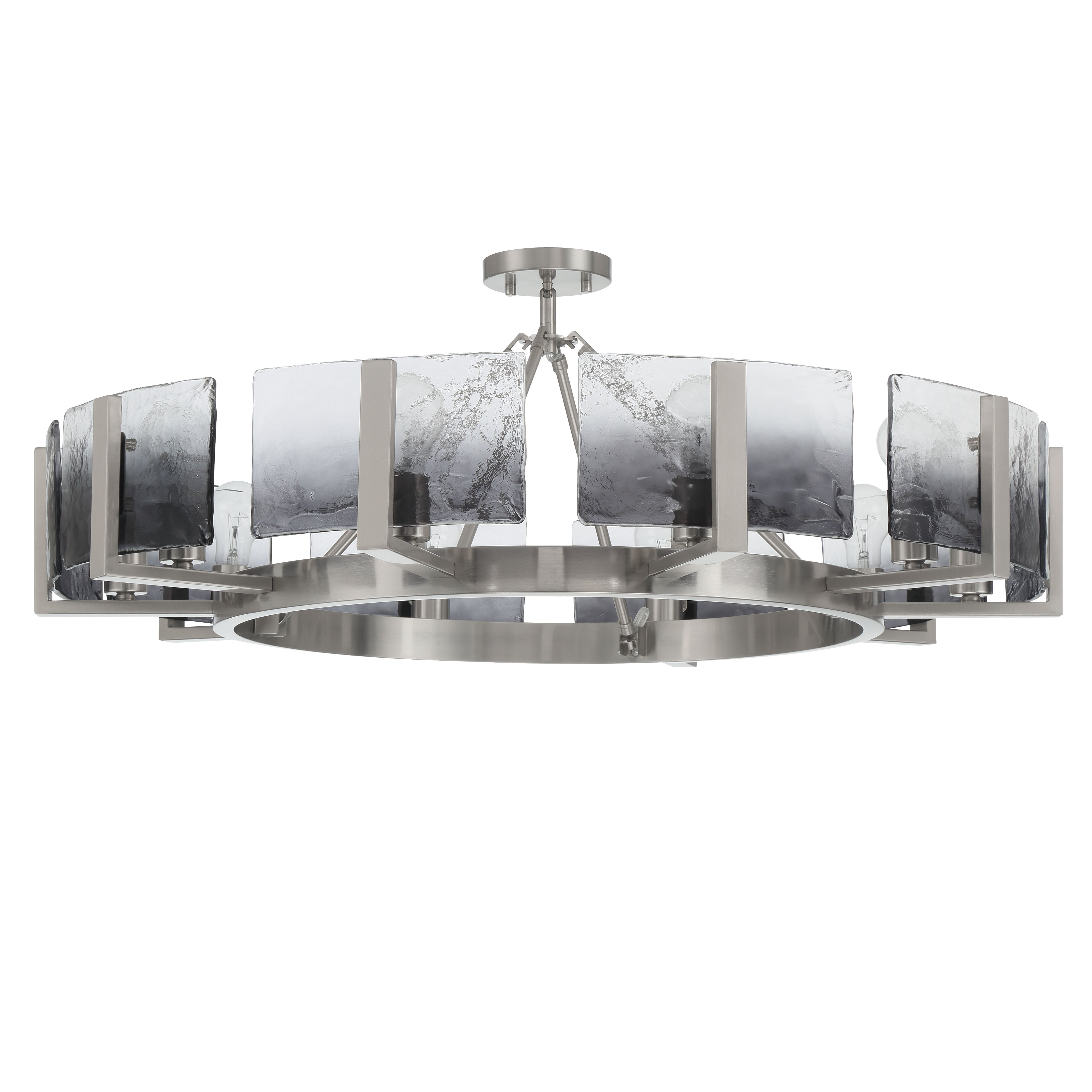 Aenon 10-light Semi-Flush Mount in Pewter with Smokey Water Glass - - Golden Lighting