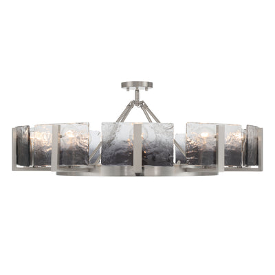 Aenon 10-light Semi-Flush Mount in Pewter with Smokey Water Glass - - Golden Lighting