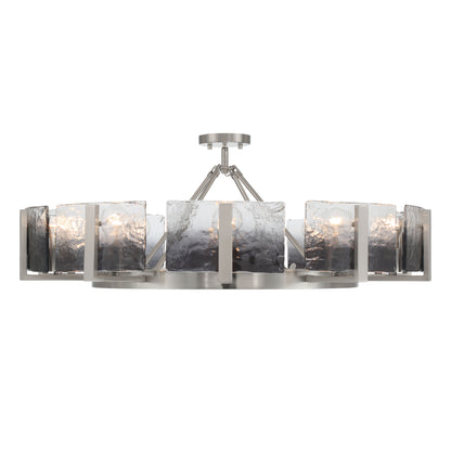 Aenon 10-light Semi-Flush Mount in Pewter with Smokey Water Glass - - Golden Lighting