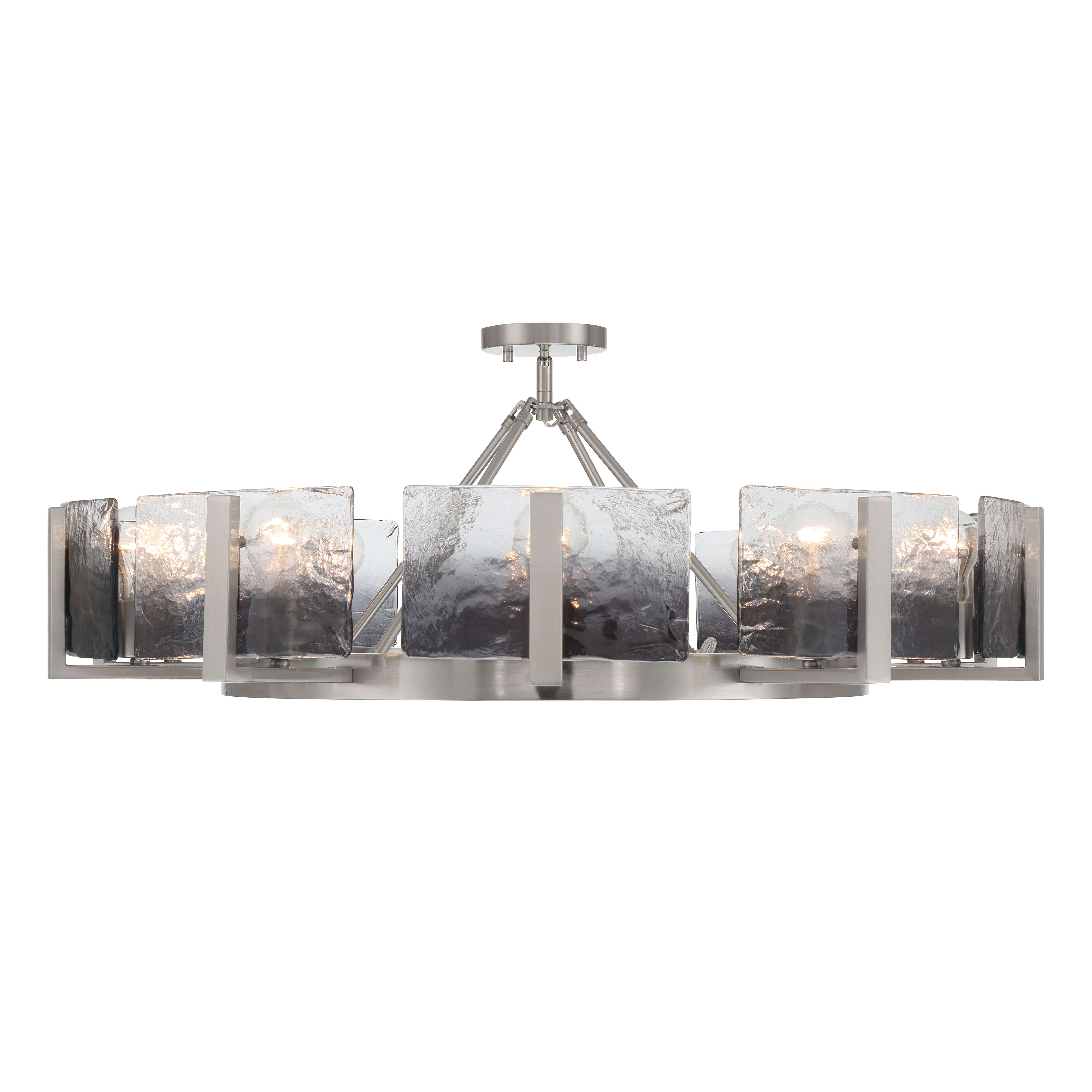 Aenon 10-light Semi-Flush Mount in Pewter with Smokey Water Glass - - Golden Lighting