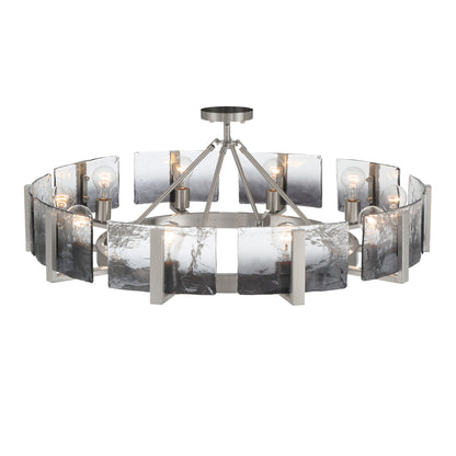 Aenon 10-light Semi-Flush Mount in Pewter with Smokey Water Glass - - Golden Lighting