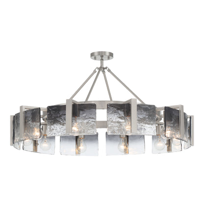 Aenon 10-light Semi-Flush Mount in Pewter with Smokey Water Glass - - Golden Lighting