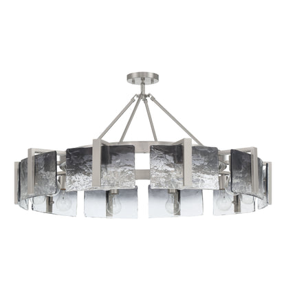 Aenon 10-light Semi-Flush Mount in Pewter with Smokey Water Glass - - Golden Lighting