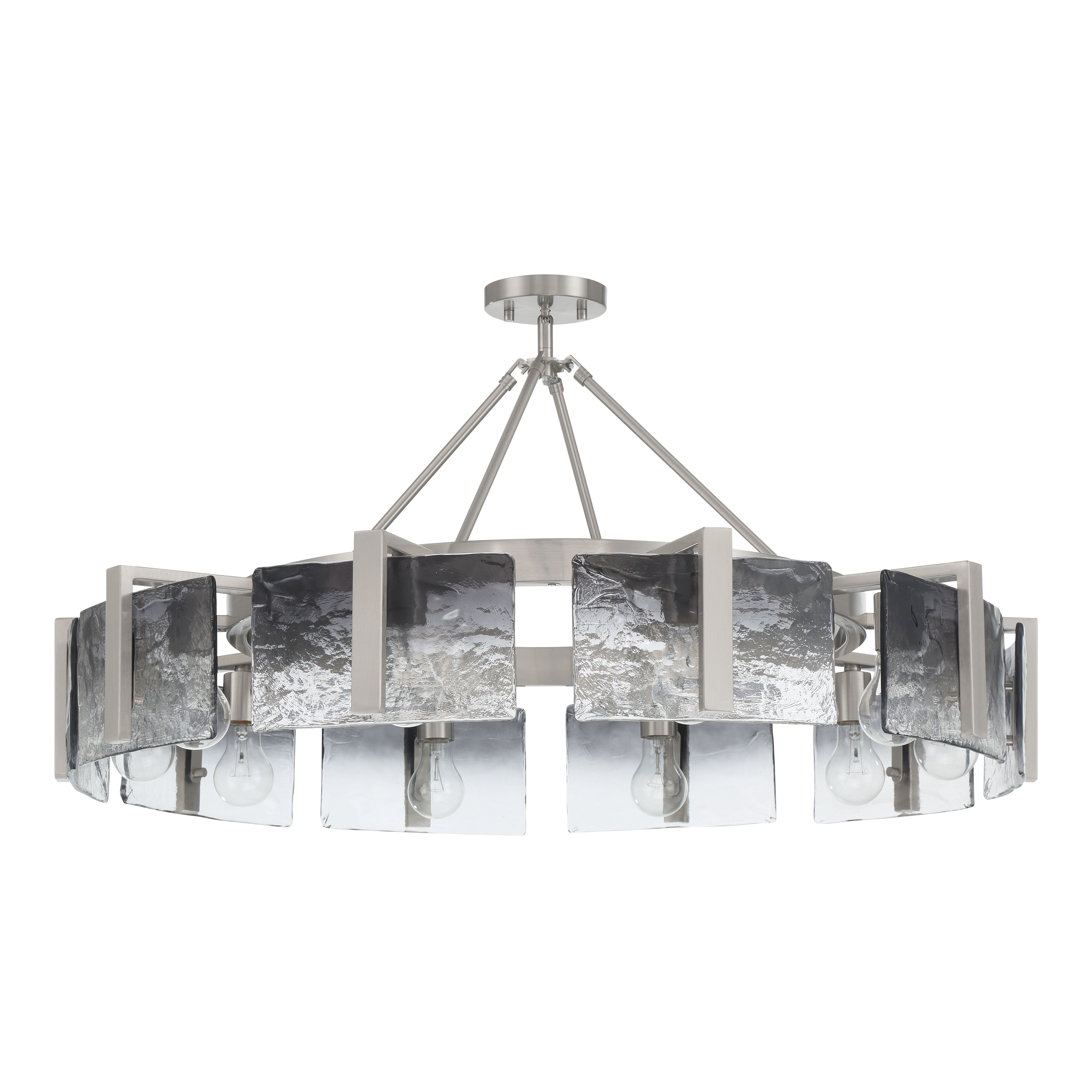 Aenon 10-light Semi-Flush Mount in Pewter with Smokey Water Glass - - Golden Lighting