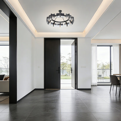 Yep by Golden Lighting Aenon 10-light Semi-Flush Mount in Matte Black with Smokey Water Glass