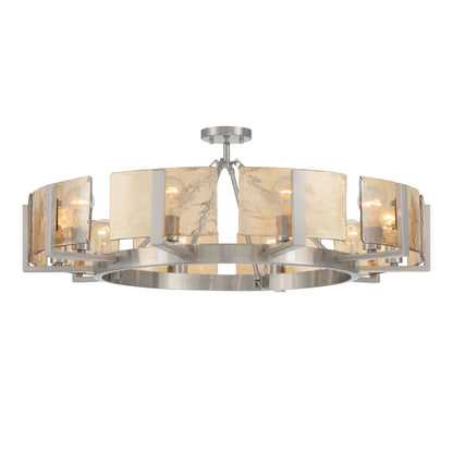 Yep by Golden Lighting Aenon 10-light Semi-Flush Mount in Pewter with Amber Water Glass