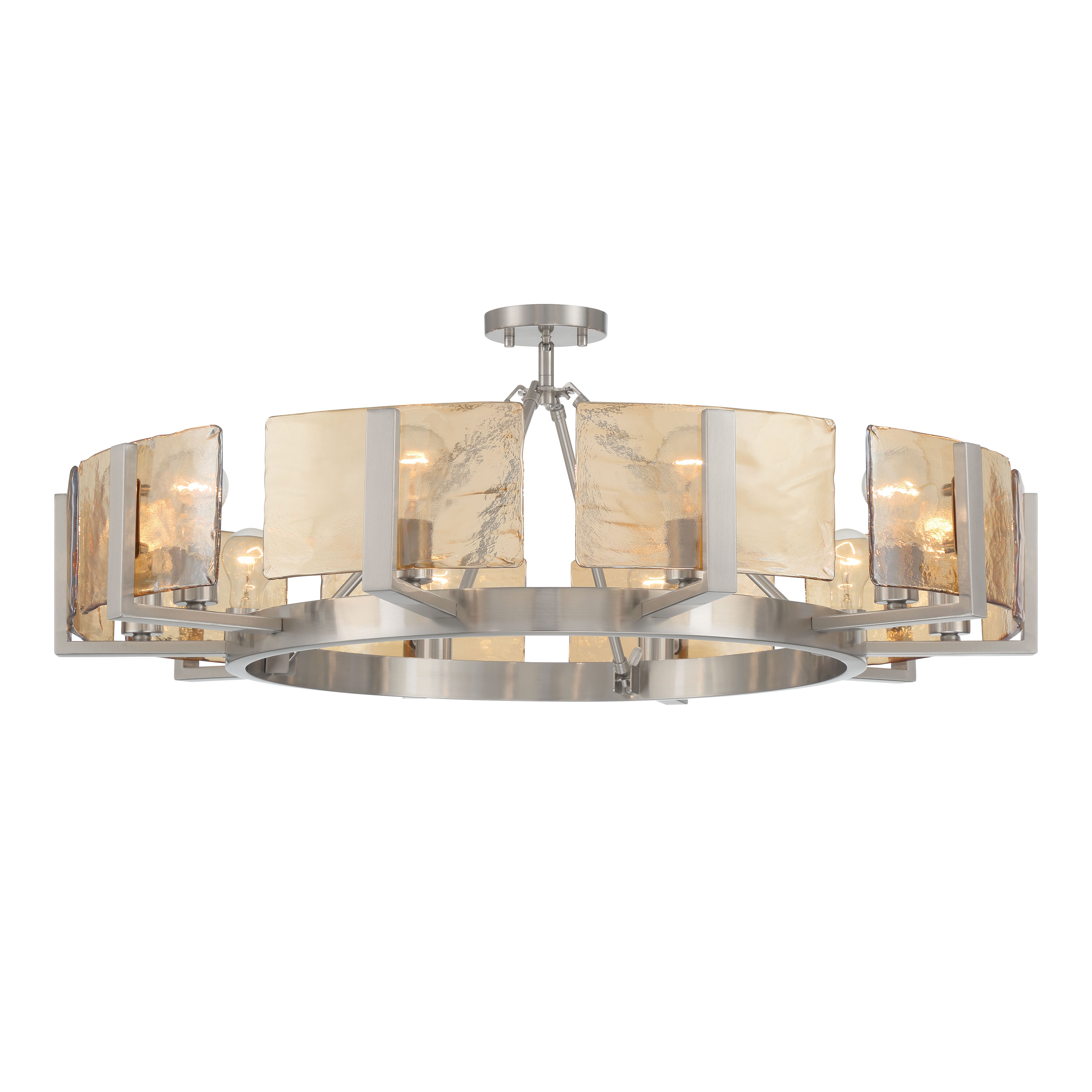 Yep by Golden Lighting Aenon 10-light Semi-Flush Mount in Pewter with Amber Water Glass