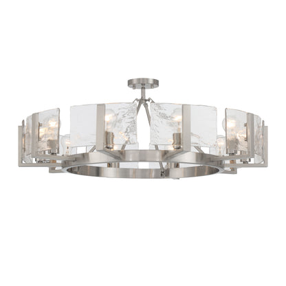 Yep by Golden Lighting Aenon 10-light Semi-Flush Mount in Pewter with Hammered Water Glass