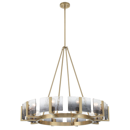 Yep by Golden Lighting Aenon 10-light Chandelier in Brushed Champagne Brass with Smokey Water Glass