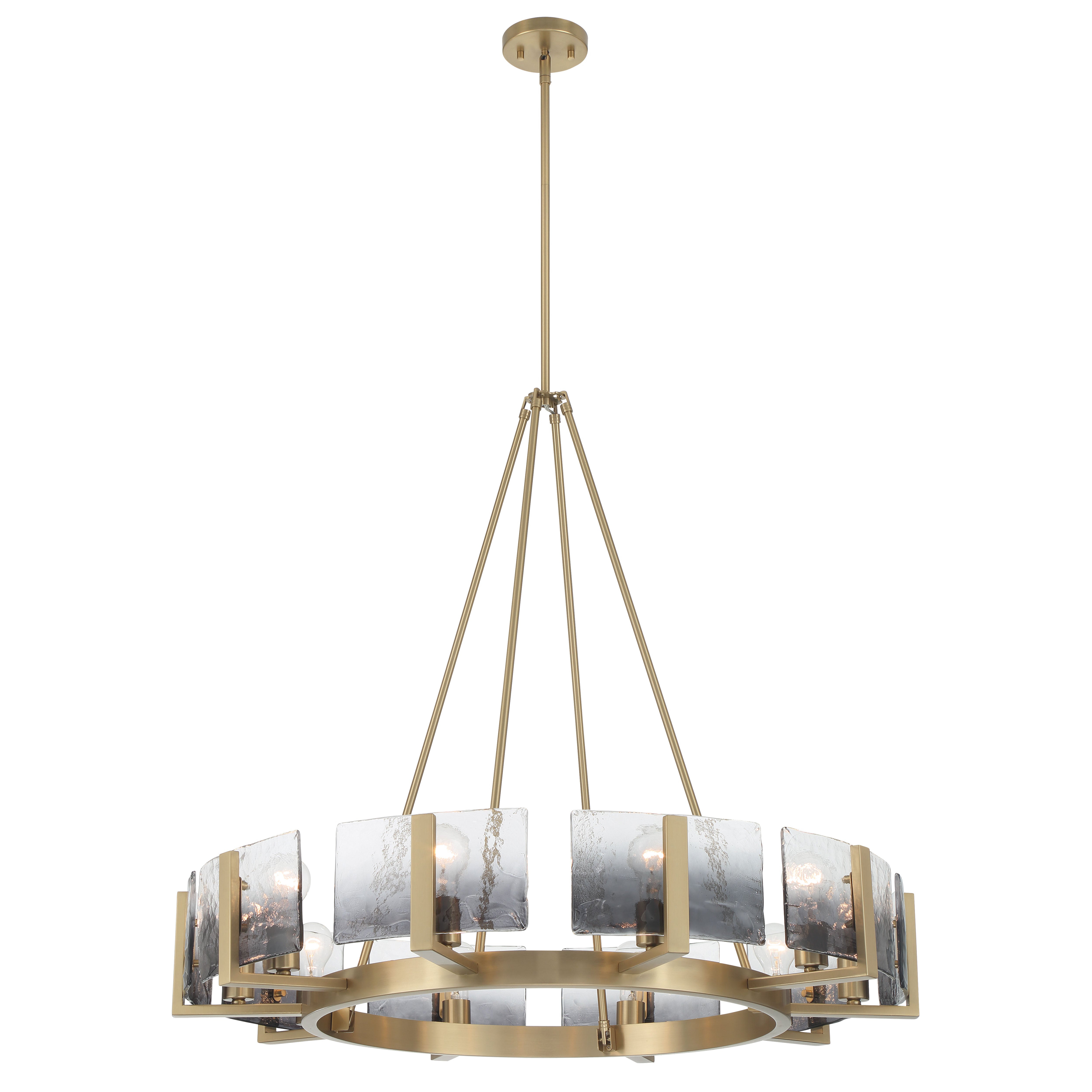Yep by Golden Lighting Aenon 10-light Chandelier in Brushed Champagne Brass with Smokey Water Glass