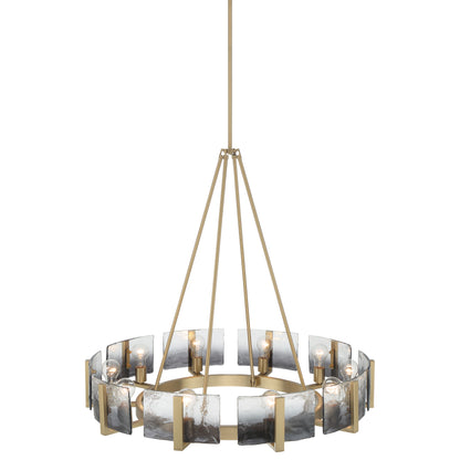 Yep by Golden Lighting Aenon 10-light Chandelier in Brushed Champagne Brass with Smokey Water Glass