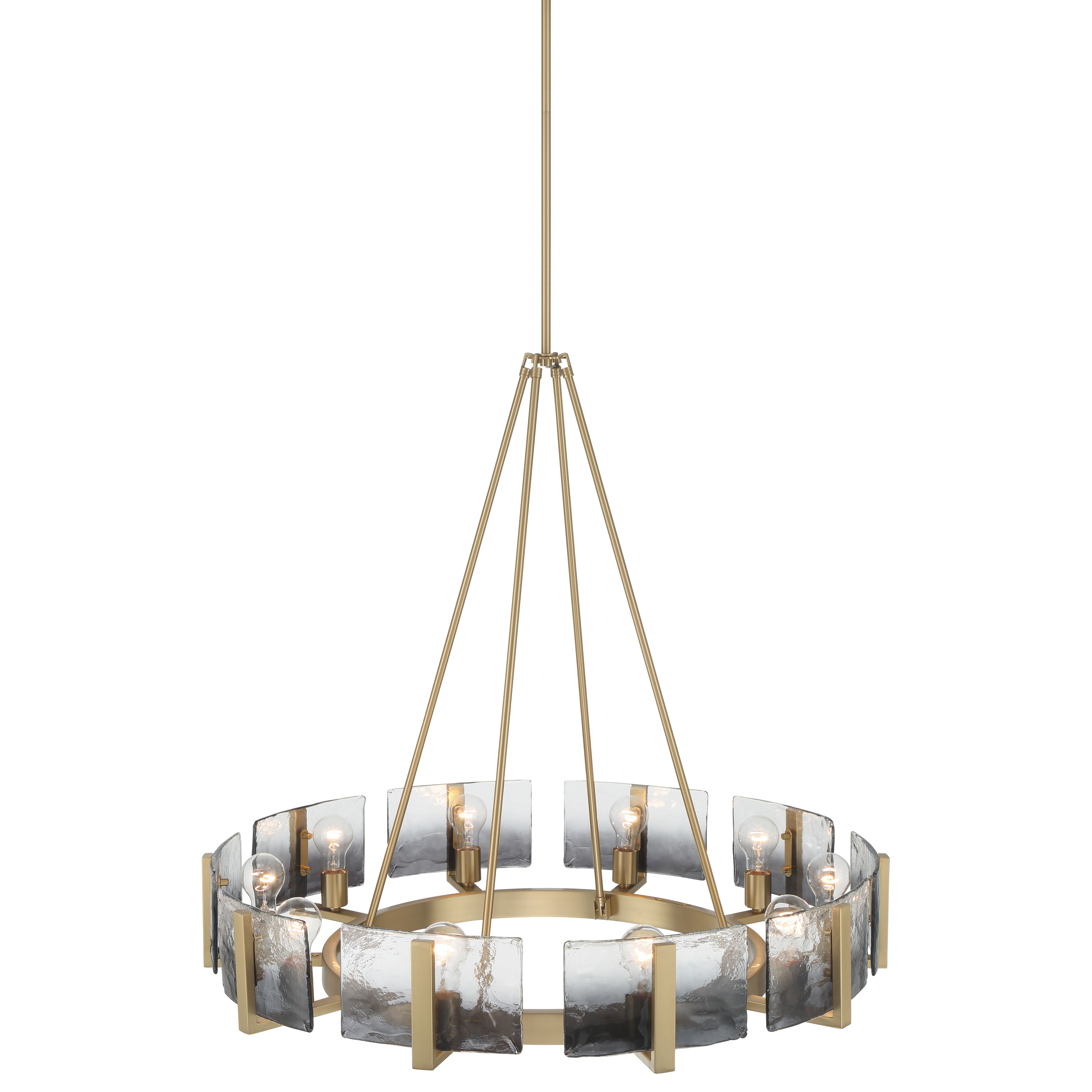 Yep by Golden Lighting Aenon 10-light Chandelier in Brushed Champagne Brass with Smokey Water Glass