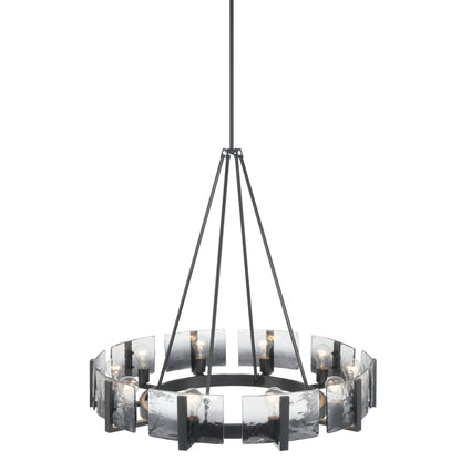 Yep by Golden Lighting Aenon 10-light Chandelier in Matte Black with Smokey Water Glass