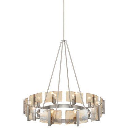 Yep by Golden Lighting Aenon 10-light Chandelier in Pewter with Amber Water Glass
