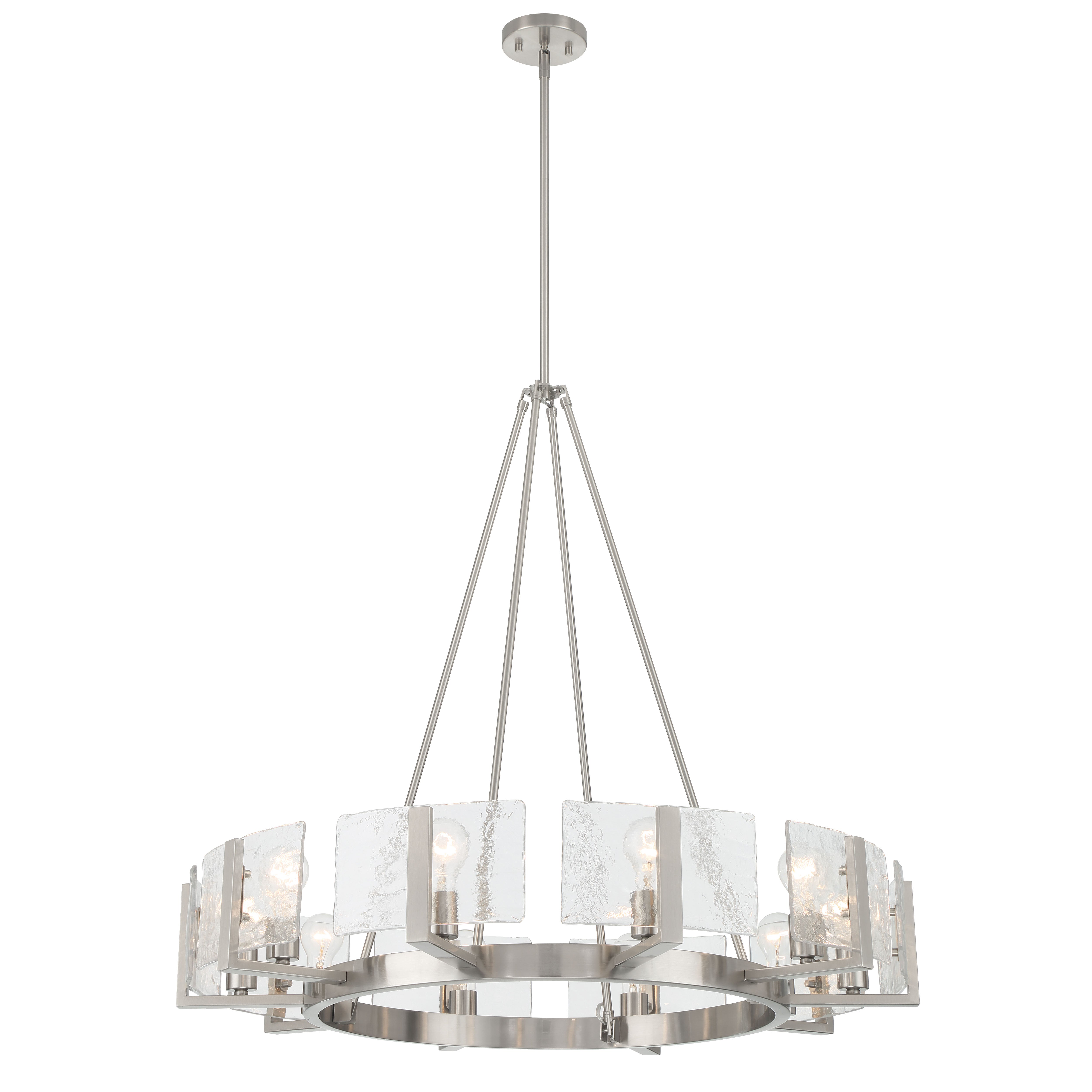 Yep by Golden Lighting Aenon 10-light Chandelier in Pewter with Hammered Water Glass