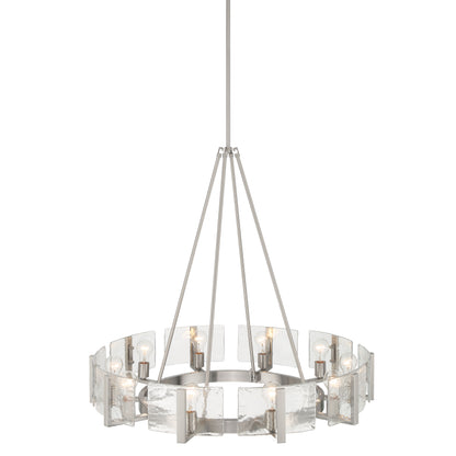Yep by Golden Lighting Aenon 10-light Chandelier in Pewter with Hammered Water Glass