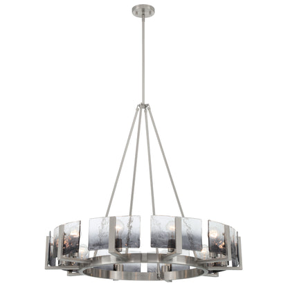 Yep by Golden Lighting Aenon 10-light Chandelier in Pewter with Smokey Water Glass