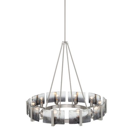 Yep by Golden Lighting Aenon 10-light Chandelier in Pewter with Smokey Water Glass