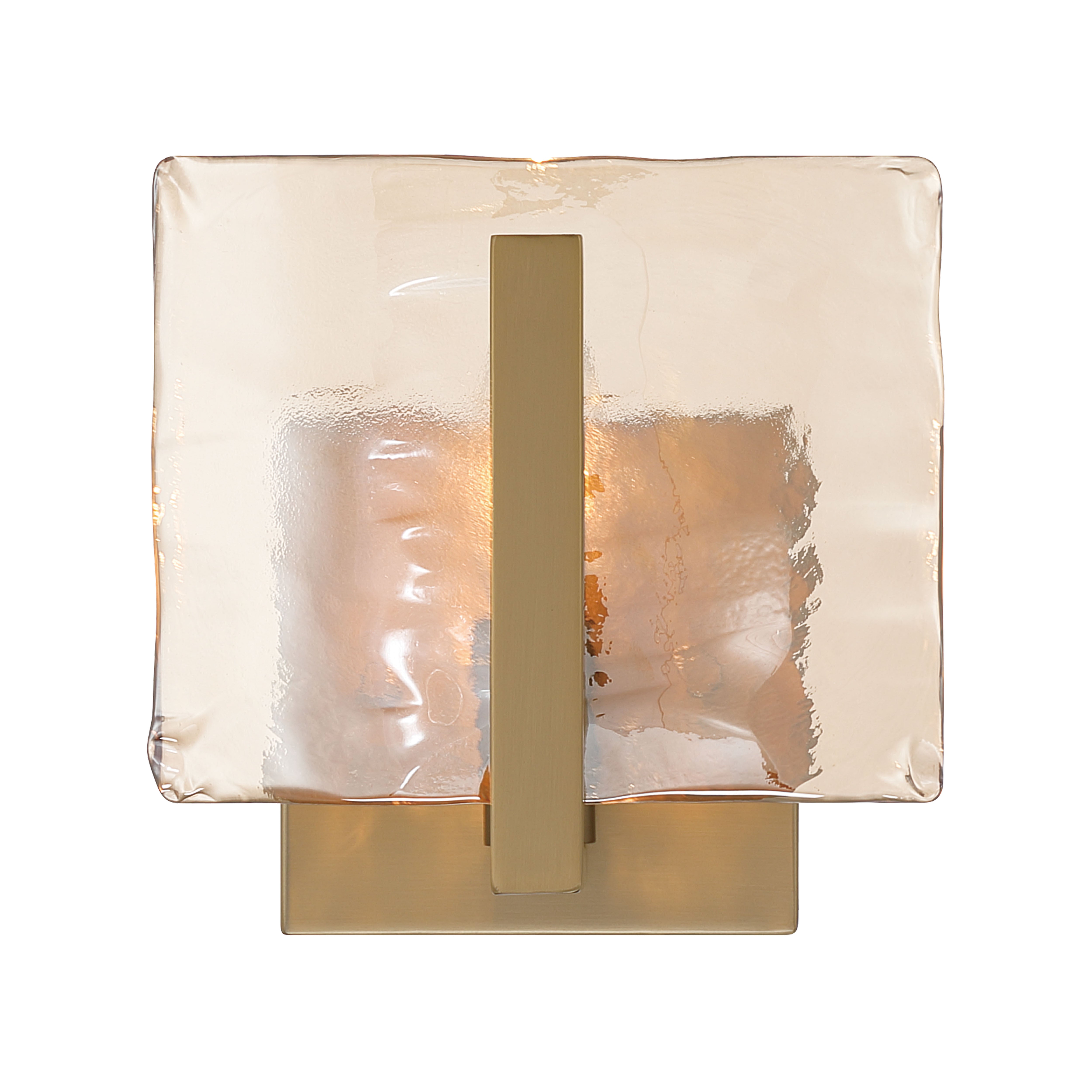 Aenon 1-light Wall Sconce in Brushed Champagne Brass with Amber Water Glass - - Golden Lighting