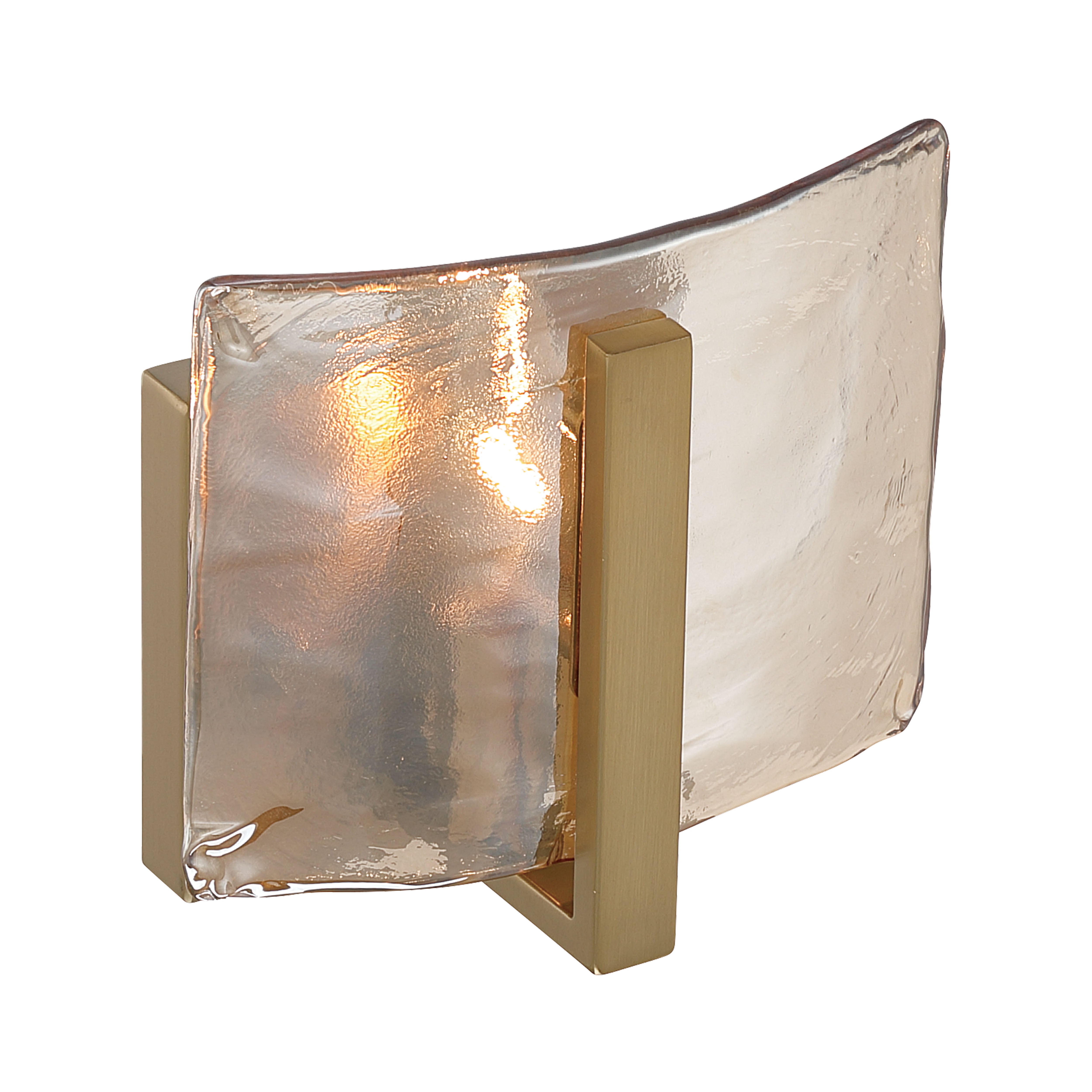 Aenon 1-light Wall Sconce in Brushed Champagne Brass with Amber Water Glass - - Golden Lighting