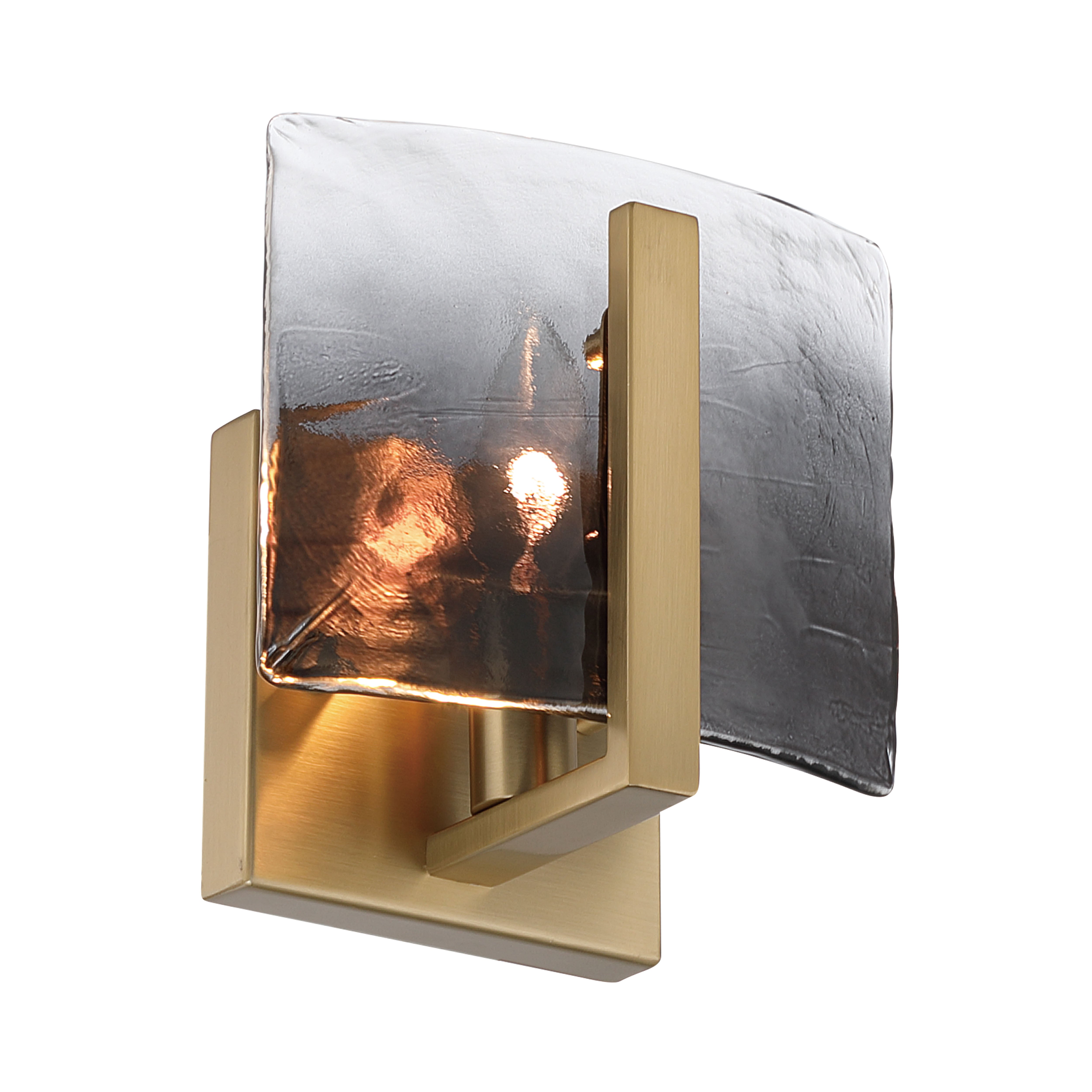 Aenon 1-light Wall Sconce in Brushed Champagne Brass with Smokey Water Glass - - Golden Lighting