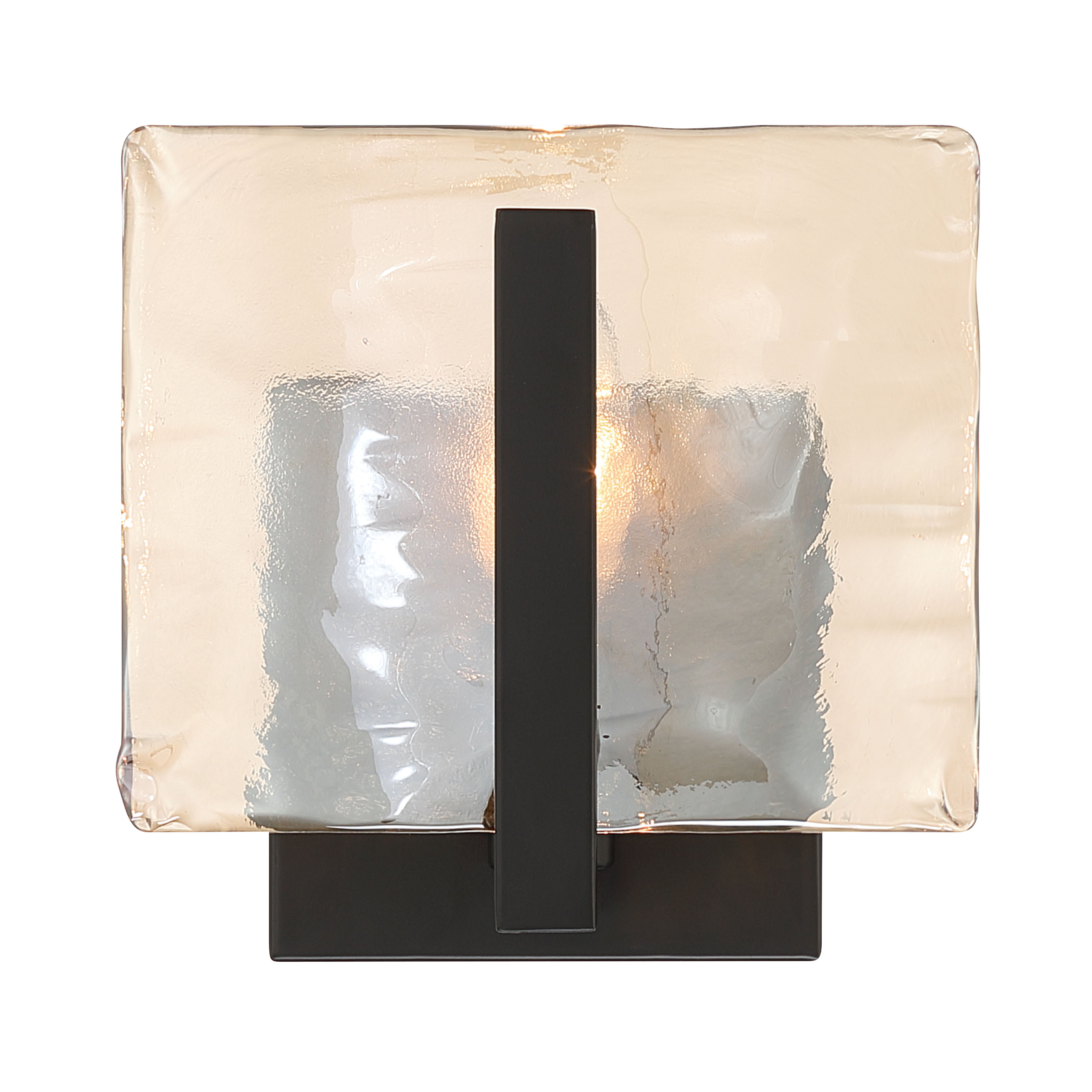 Aenon 1-light Wall Sconce in Matte Black with Amber Water Glass - - Golden Lighting