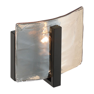 Aenon 1-light Wall Sconce in Matte Black with Amber Water Glass - - Golden Lighting