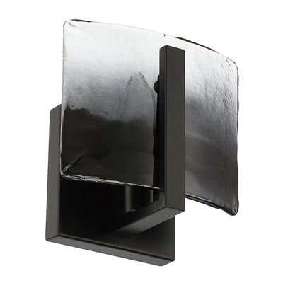 Aenon 1-light Wall Sconce in Matte Black with Smokey Water Glass - - Golden Lighting