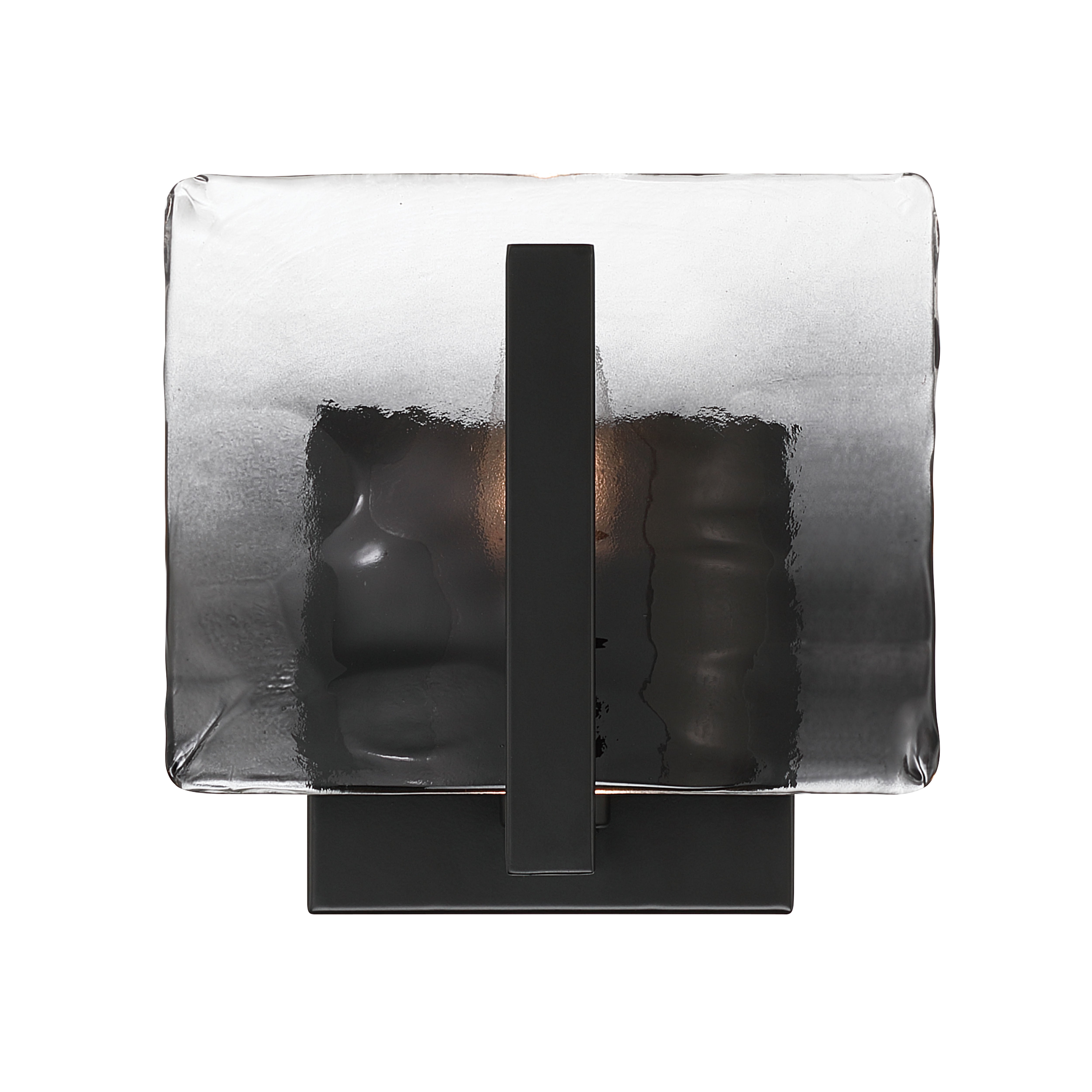 Aenon 1-light Wall Sconce in Matte Black with Smokey Water Glass - - Golden Lighting