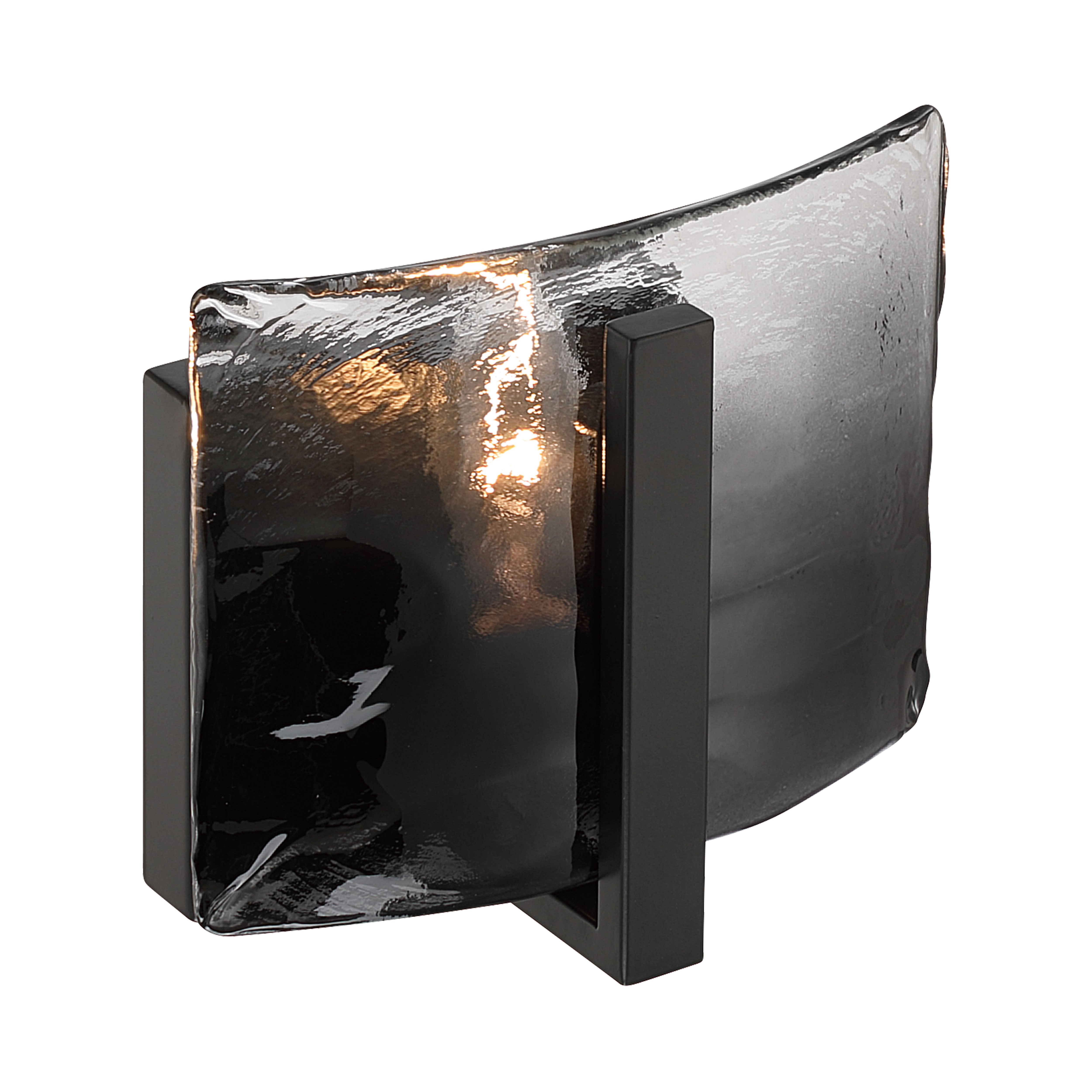Aenon 1-light Wall Sconce in Matte Black with Smokey Water Glass - - Golden Lighting