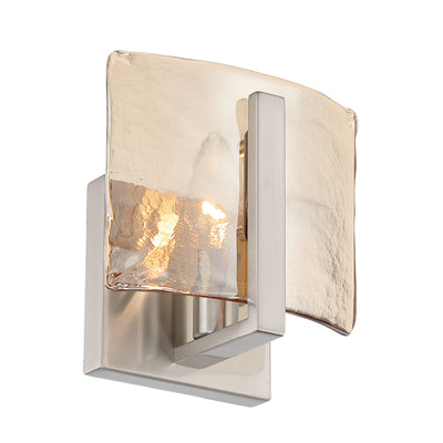 Aenon 1-light Wall Sconce in Pewter with Amber Water Glass - - Golden Lighting