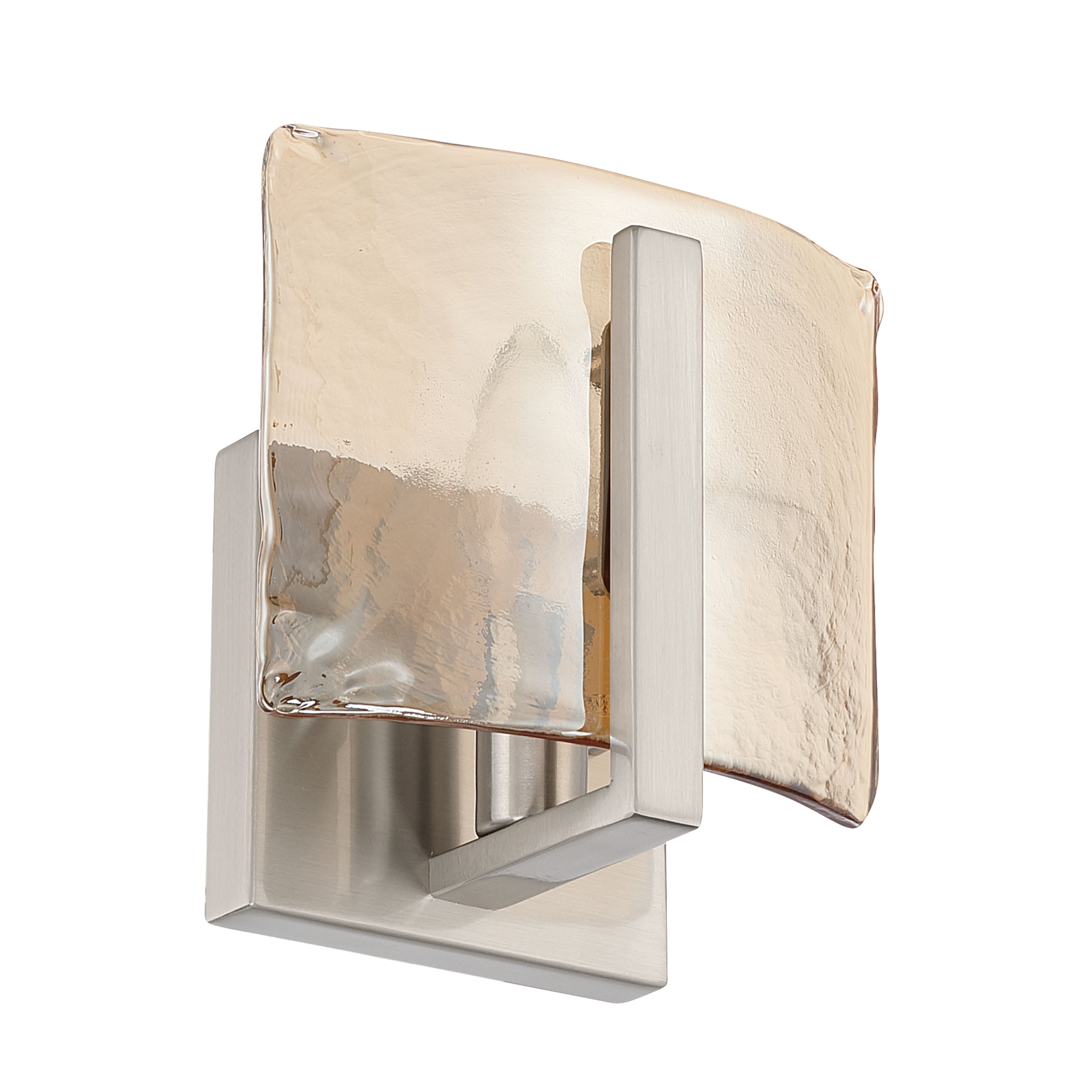 Aenon 1-light Wall Sconce in Pewter with Amber Water Glass - - Golden Lighting