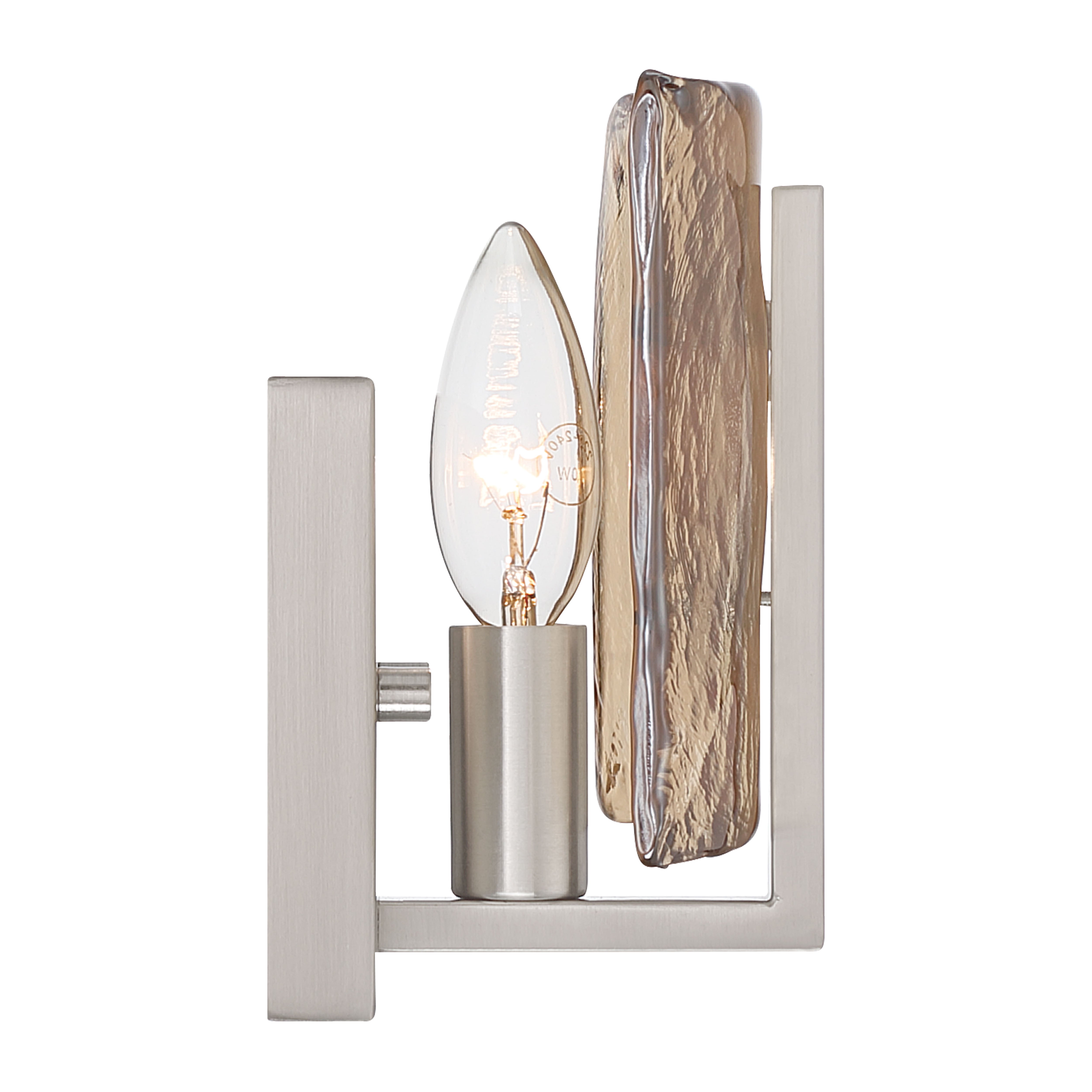 Aenon 1-light Wall Sconce in Pewter with Amber Water Glass - - Golden Lighting