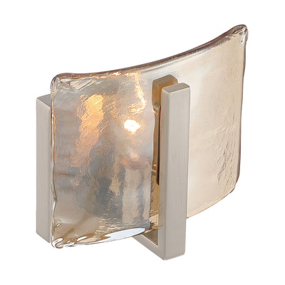 Aenon 1-light Wall Sconce in Pewter with Amber Water Glass - - Golden Lighting