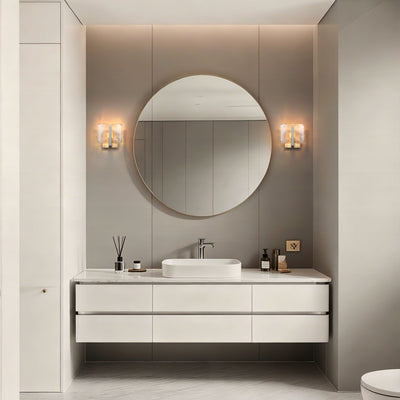Aenon 1-light Wall Sconce in Pewter with Amber Water Glass - - Golden Lighting