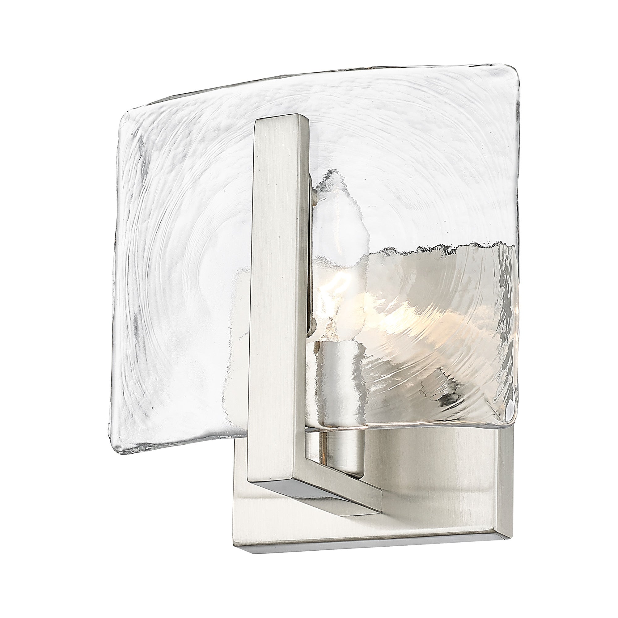 Aenon PW 1 Light Wall Sconce in Pewter with Hammered Water Glass Shade - - Golden Lighting