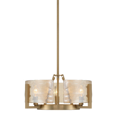 Aenon 3-light Chandelier in Brushed Champagne Brass with Amber Water Glass - - Golden Lighting