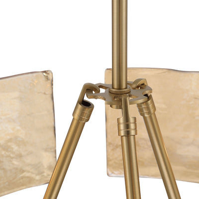 Aenon 3-light Chandelier in Brushed Champagne Brass with Amber Water Glass - - Golden Lighting