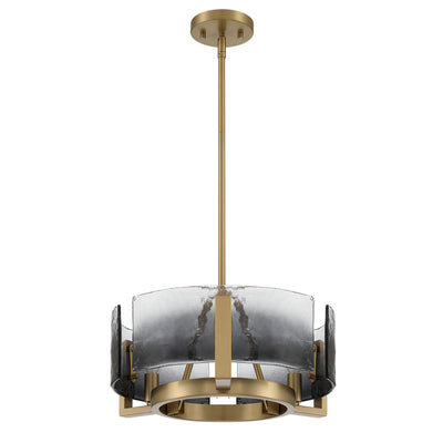 Aenon 3-light Chandelier in Brushed Champagne Brass with Smokey Water Glass - - Golden Lighting