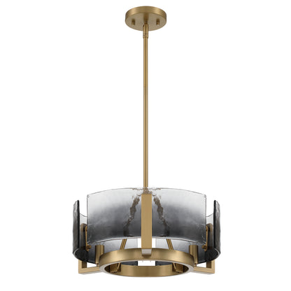 Aenon 3-light Chandelier in Brushed Champagne Brass with Smokey Water Glass - - Golden Lighting