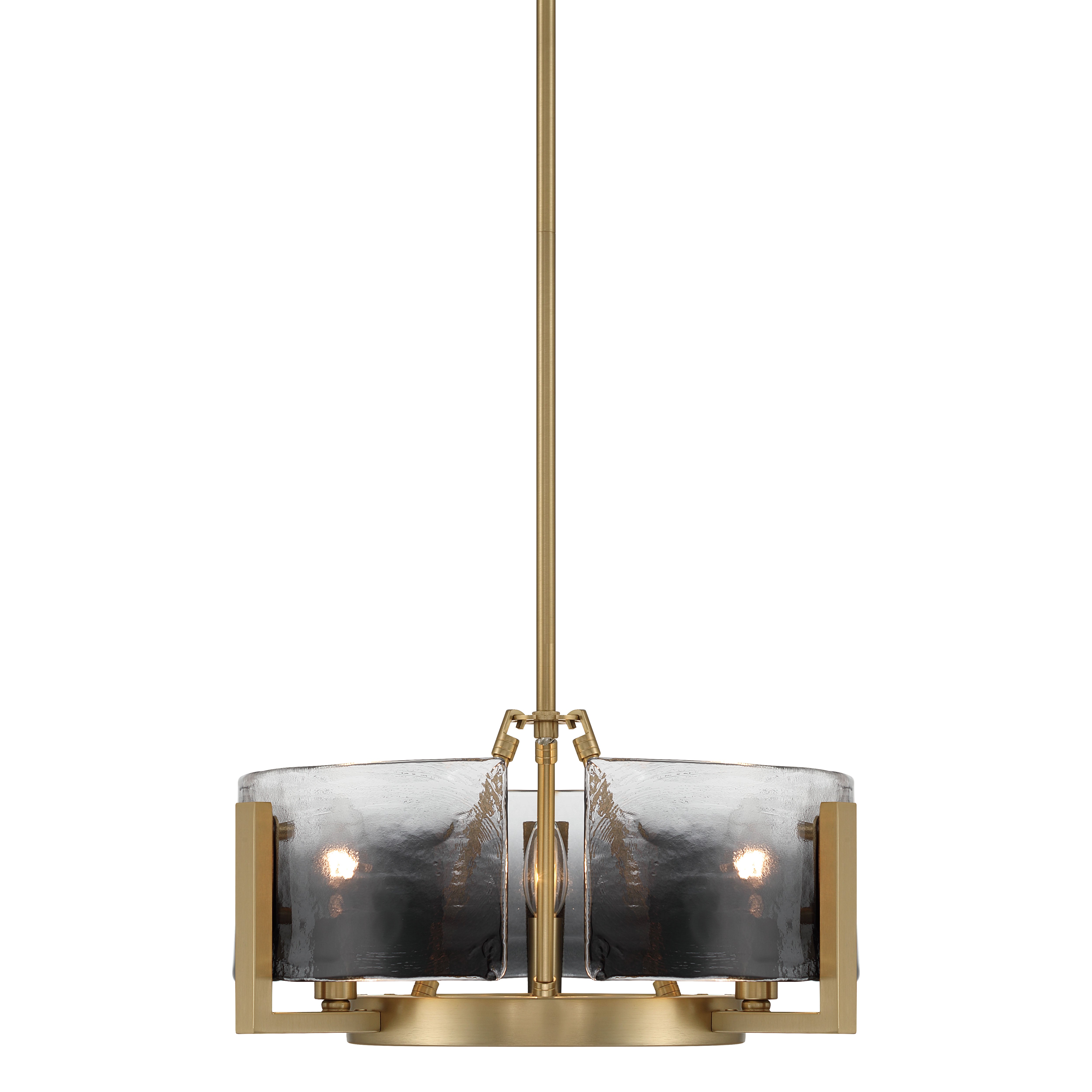 Aenon 3-light Chandelier in Brushed Champagne Brass with Smokey Water Glass - - Golden Lighting