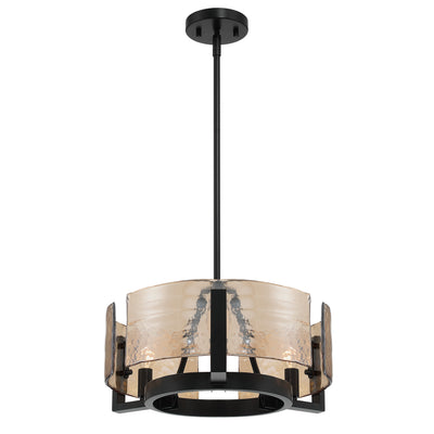 Aenon 3-light Chandelier in Matte Black with Amber Water Glass - - Golden Lighting