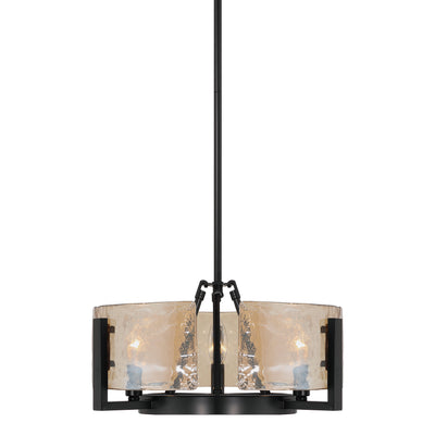 Aenon 3-light Chandelier in Matte Black with Amber Water Glass - - Golden Lighting