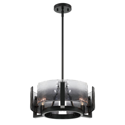 Aenon 3-light Chandelier in Matte Black with Smokey Water Glass - - Golden Lighting