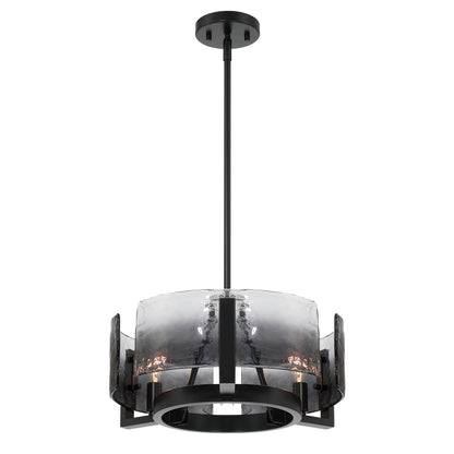 Aenon 3-light Chandelier in Matte Black with Smokey Water Glass - - Golden Lighting